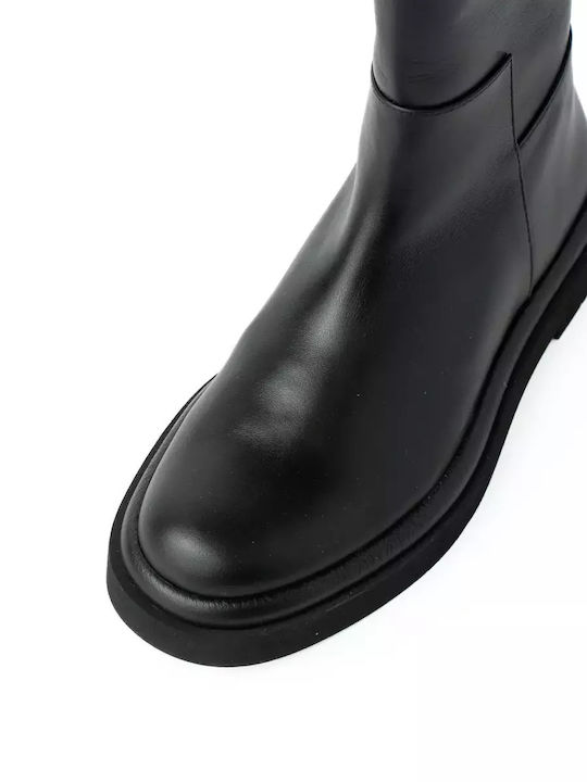 Leder Damenstiefel Schwarz