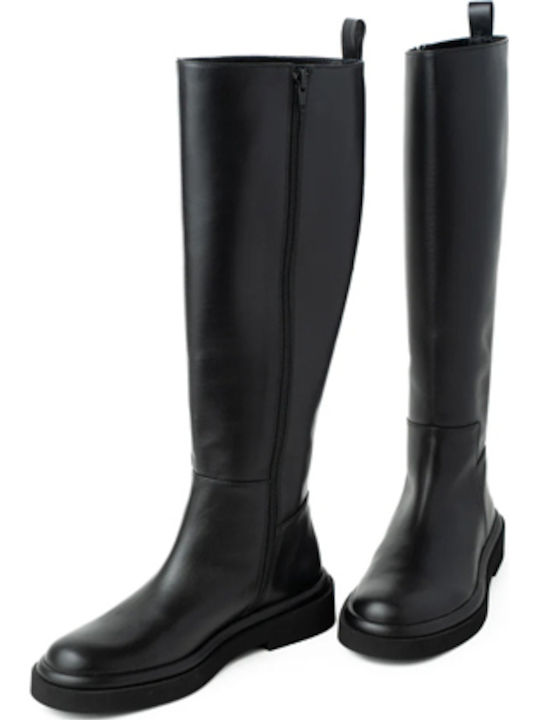 Leder Damenstiefel Schwarz