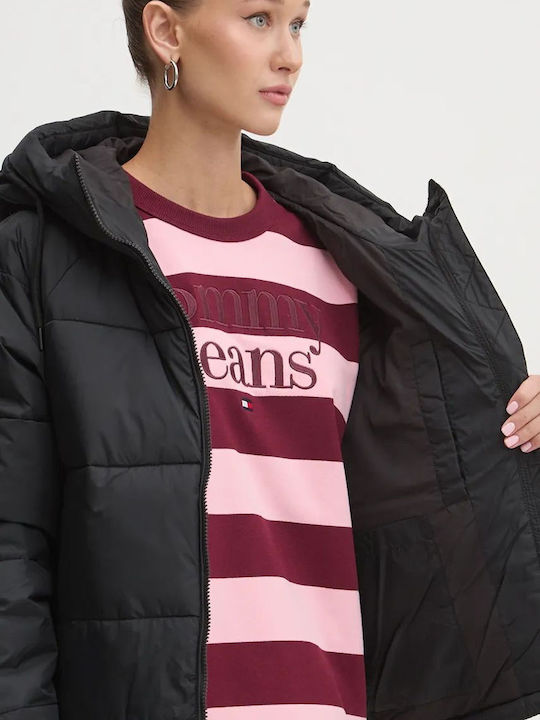 Κοντό Γυναικείο Puffer Μπουφάν για Χειμώνα Black