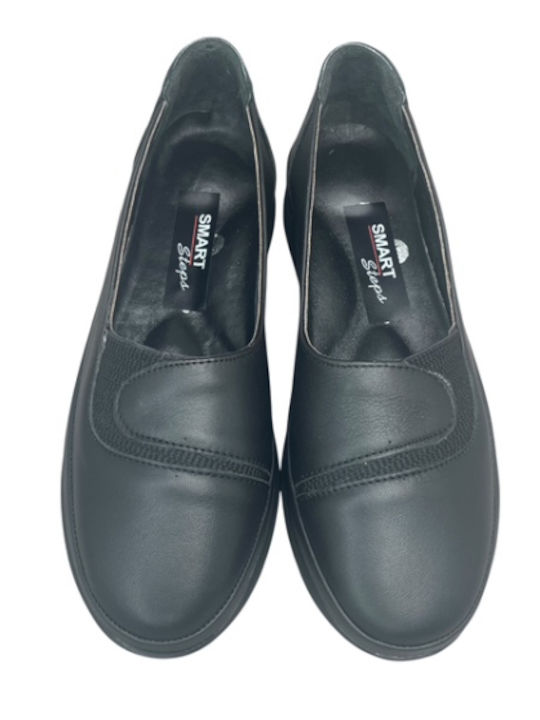 Leather Women's Moccasins in Black Color