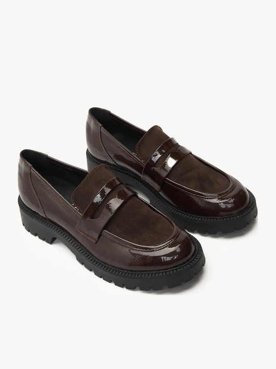Καφέ Loafers Συνδυασμό Υλικών Ελληνικής Κατασκευής