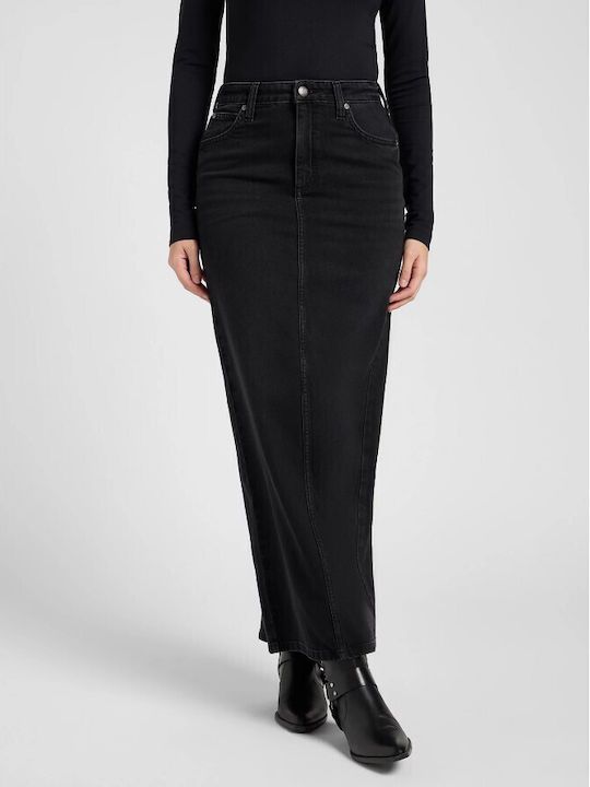 Denim Maxi Fustă Neagră