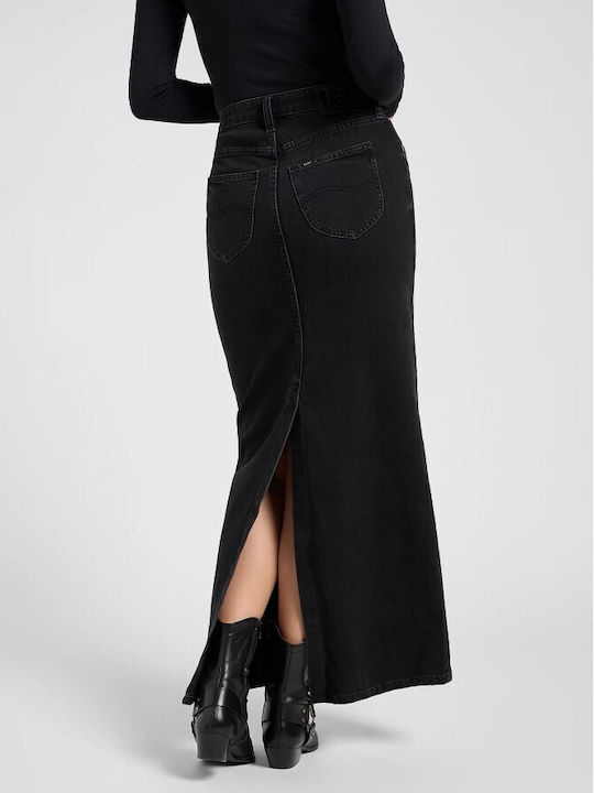 Denim Maxi Fustă Neagră
