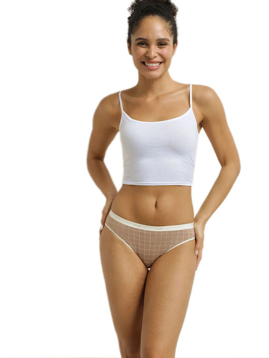Les Pockets Βαμβακερά Women's Slip 3Pack Brown