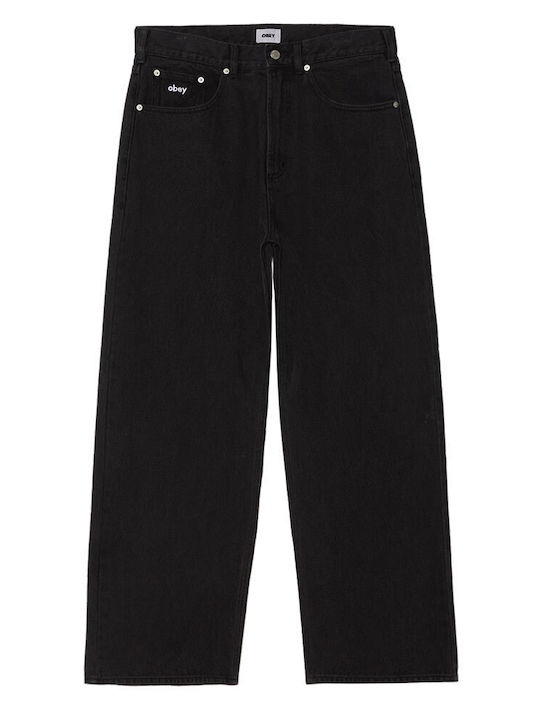 Men's Jeans Pants with Loose Baggy Fit Washed Black 142010087 WBL
