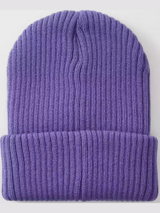 Dot Label Beanie Beanie Knitted in Purple color