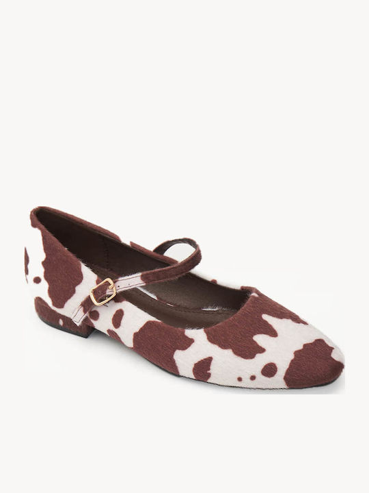 Cow Print Damen Ballerinas Mit Rund Zeh