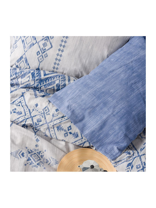 Cotton Box Duvet Cover Set Cotton Double with 2 Pillowcases 200x220 Box 4 Blue
