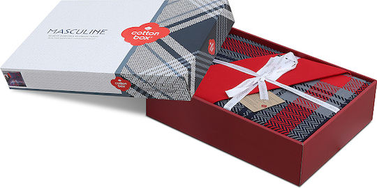 Cotton Box Duvet Cover Set Cotton Double with 2 Pillowcases 200x220 Box 4 Dark Blue - Red