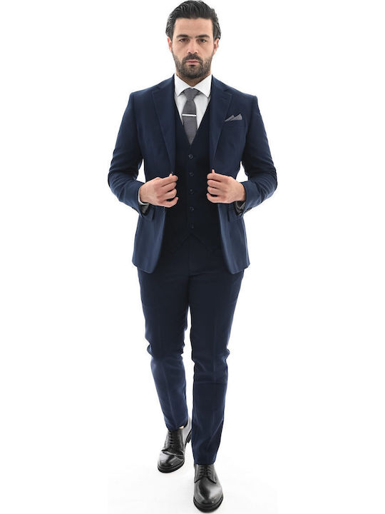 Men's Suit with Vest Blue