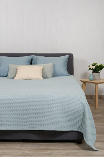 Naf Naf Waffle Pique Blanket Single 170x240cm Angel Blue