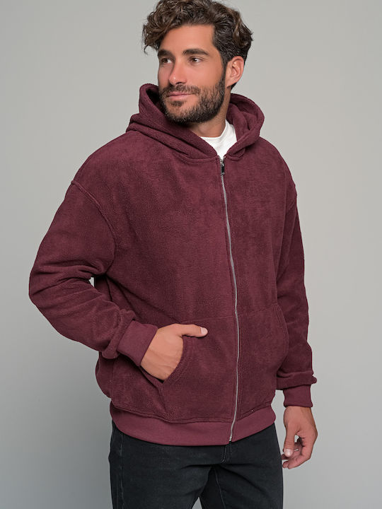 Cardigan Bărbați Fleece Roșu