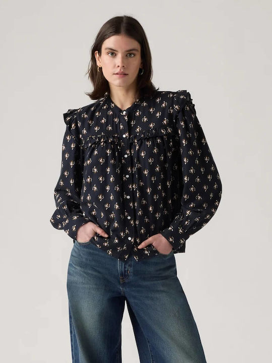 Gianna Women's Floral Long Sleeve Shirt Black Floral