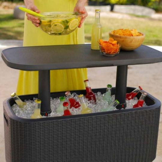 Keter Bevy 2-in-1 Table Refrigerator Bar Gray Double Wall Better Temperature Insulation Waterproof UV Protection