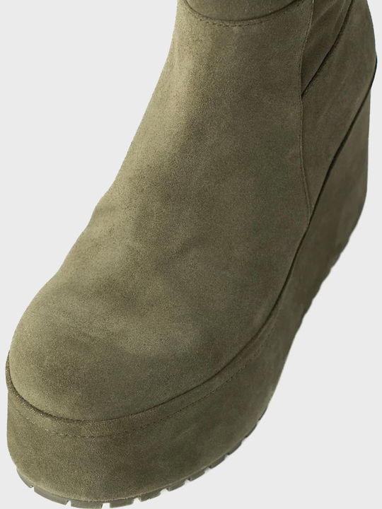 Wildleder Stiefeletten Damen Khaki