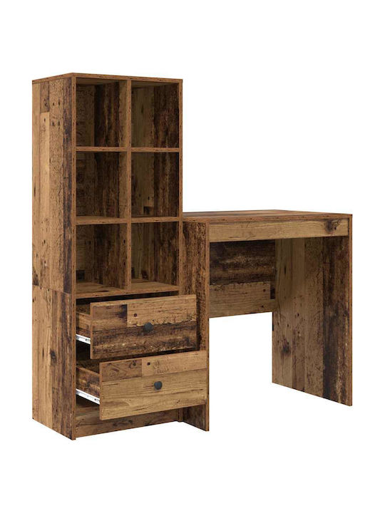 Schreibtisch Holz mit Bücherregal Old Wood 70x50x76cm