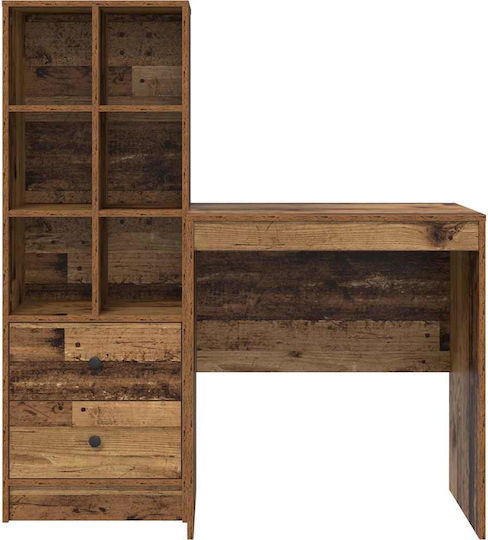Desk Wooden with Bookshelf Old Wood 70x50x76cm