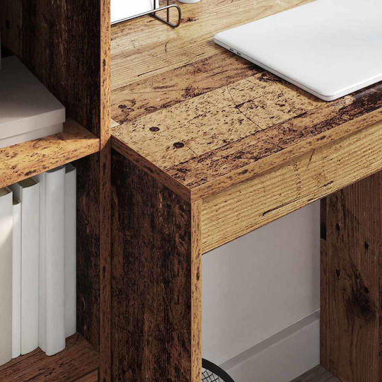 Desk Wooden with Bookshelf Old Wood 70x50x76cm