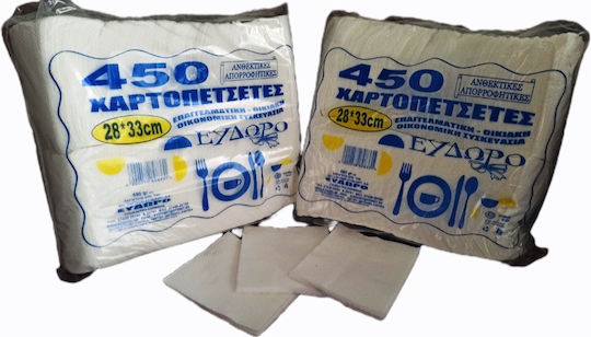 Evdoro 450 Giant Napkins 28*33cm White 1-Ply Paper 100% Pure Pulp Not Recycled 100% Whiteness