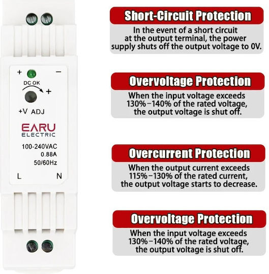 Earu DIN Rail Power Supply 15W