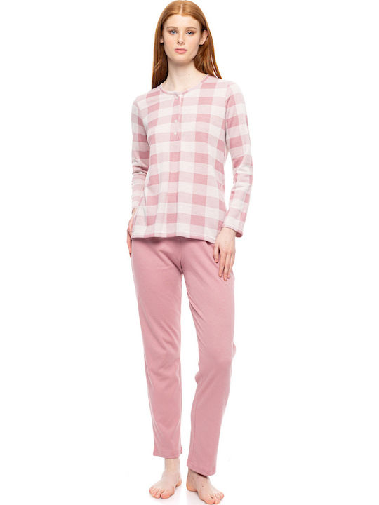 Pink Label Χειμερινό Γυναικείο Σετ Πιτζάμας Rose