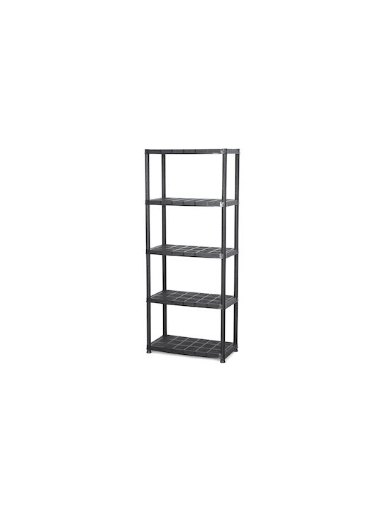Ραφιέρα Πλαστική Platin με 5 Ράφια Μαύρη 70.7x38x170εκ.