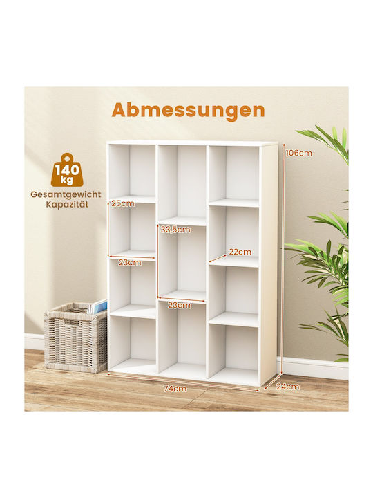 White Bookcase 74x24x106cm
