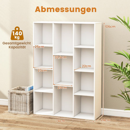 White Bookcase 74x24x106cm