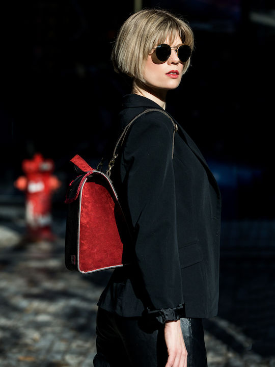 Leather Women's Backpack Suede Burgundy MB C13 S13