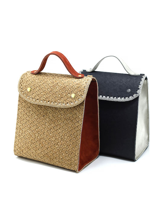 Leder Damentasche Rucksack Beige