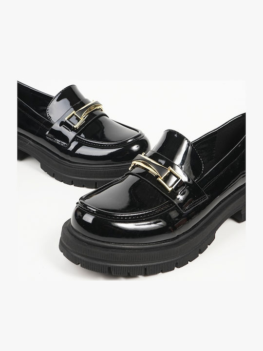 Patent Leather Women's Loafers in Black Color