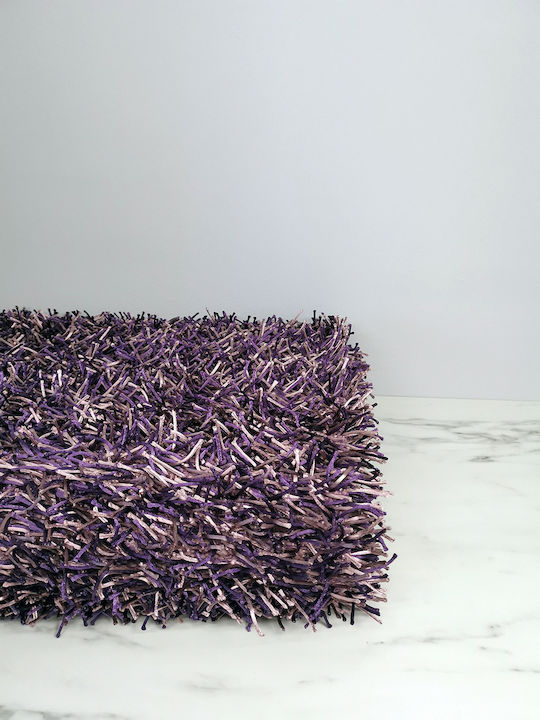 Χαλί Shaggy 140x200cm Λευκό-μωβ