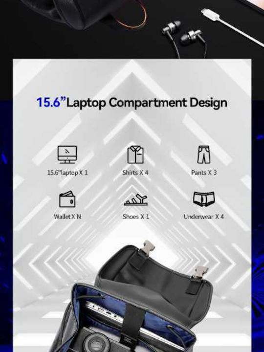 Bopai Τσάντα Πλάτης για Laptop σε Μαύρο χρώμα 61-128821