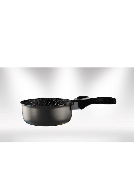 Herzberg Aluminum Pots Set Black with Stone Coating 3 Pieces