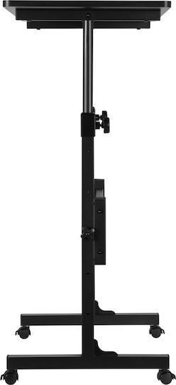 Desk Wooden Black with Metal Legs & Adjustable Height 80x40x111cm