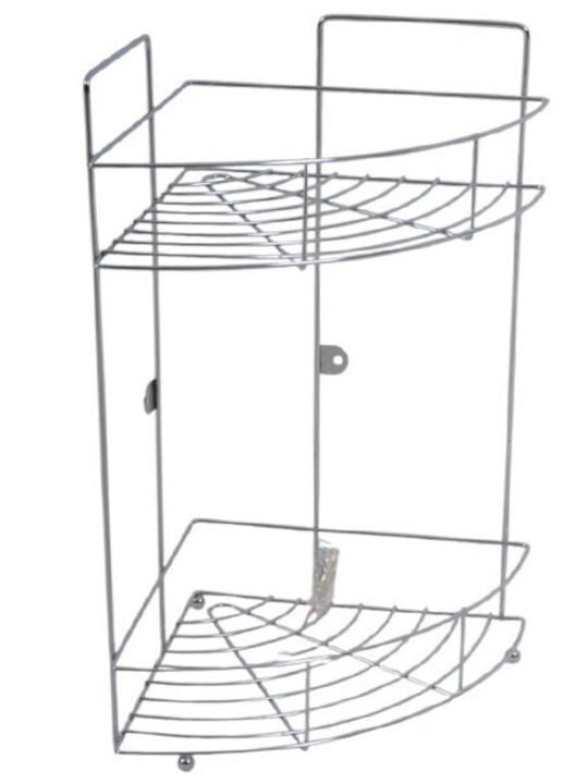 Ankor Corner Wall Mounted Bathroom Shelf Metallic 22x22x38cm Silver