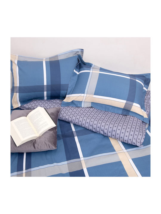 Viopros Duvet Set Queen 220x240cm Newton Petrol Satin Cotton 3pcs