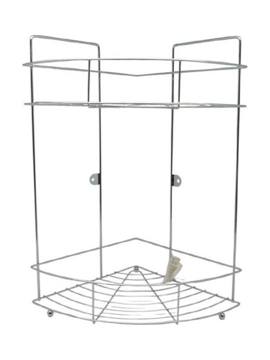 Ankor Corner Wall Mounted Bathroom Shelf Metallic 22x22x38cm Silver
