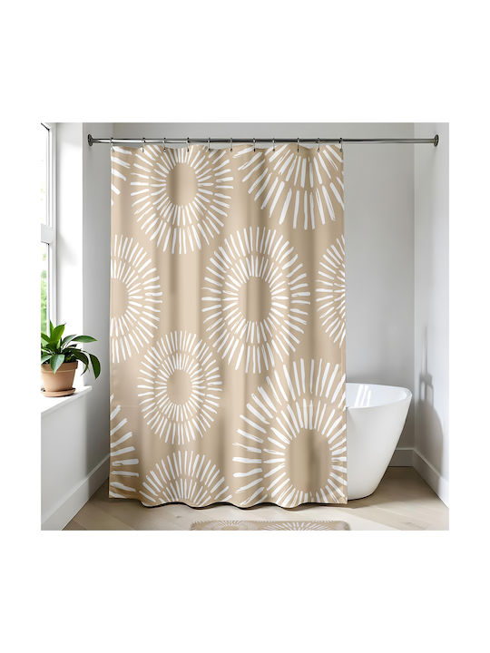 Atmosphera Ethnik Spirals Fabric Shower Curtain 180x200cm Ecru