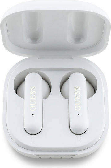 Guess 4G Metal Logo In-ear Bluetooth Handsfree Căști cu Carcasă de Încărcare Alb