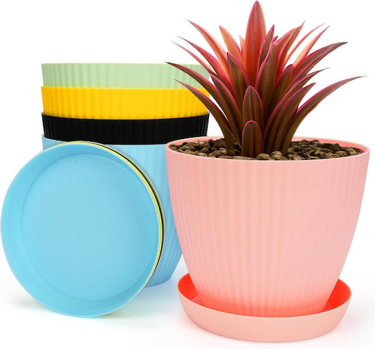 Belle Vous Set 5 Pots Plastic Multicolor with Saucer
