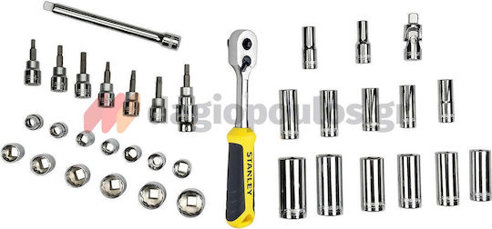 Stanley Set de chei tubulare și clichet 3\8" 36buc