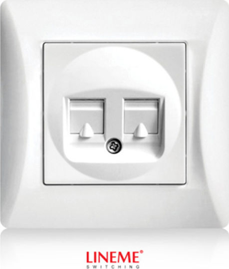 Lineme Double Network Socket RJ45/RJ11 Cat6 White 50-00120-1