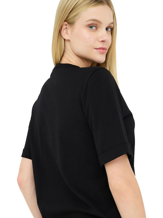 Women's Blouse with V Neckline Nero
