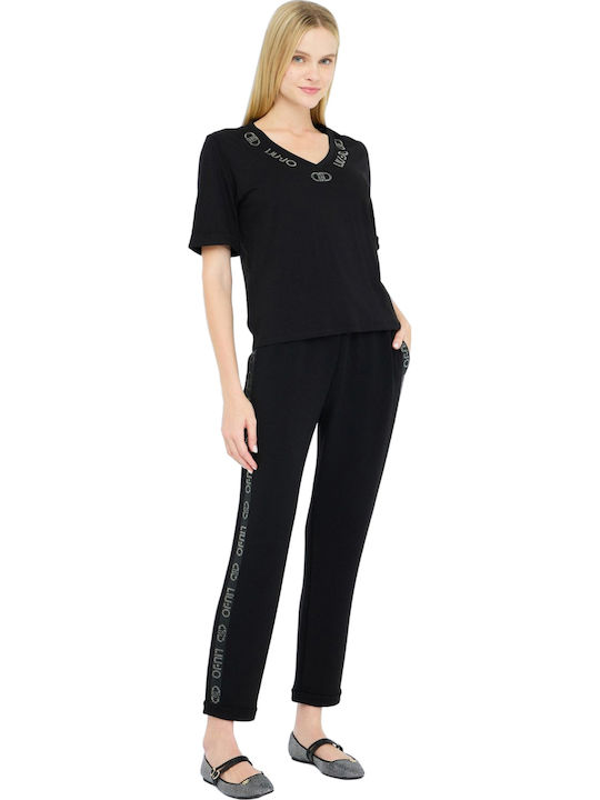 Women's Blouse with V Neckline Nero