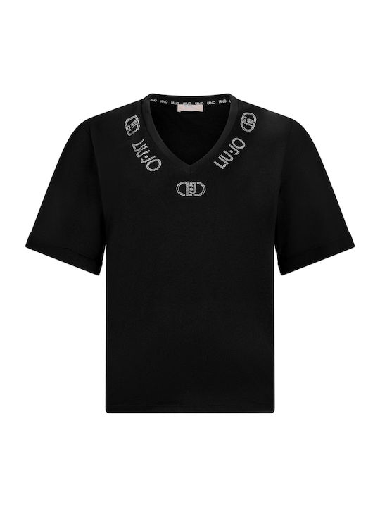 Women's Blouse with V Neckline Nero