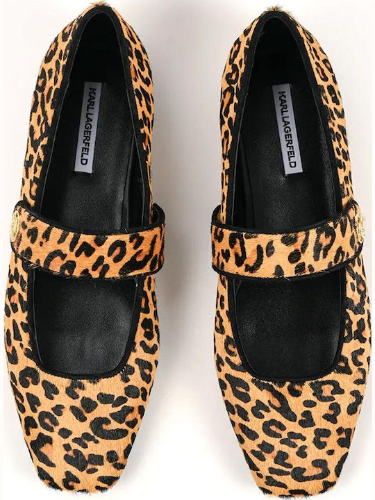 Leopard Ballerinas With strap Brown