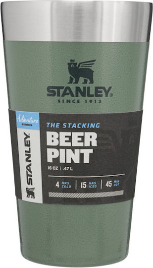 Stanley Stacking Glass Thermos Stainless Steel 470ml Hammertone Green
