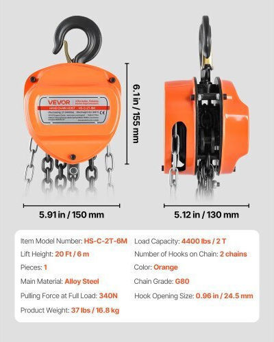 Vevor Chain Hoist Orange