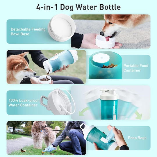 Pawgether Food & Water Bottle For Dog & Cat 2 x 450ml